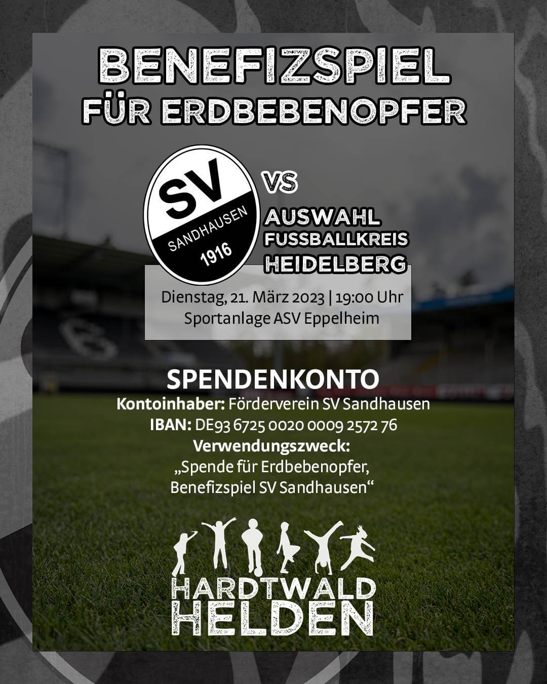SV Sandhausen lädt zum Benefizspiel für Erdbebenopfer ein